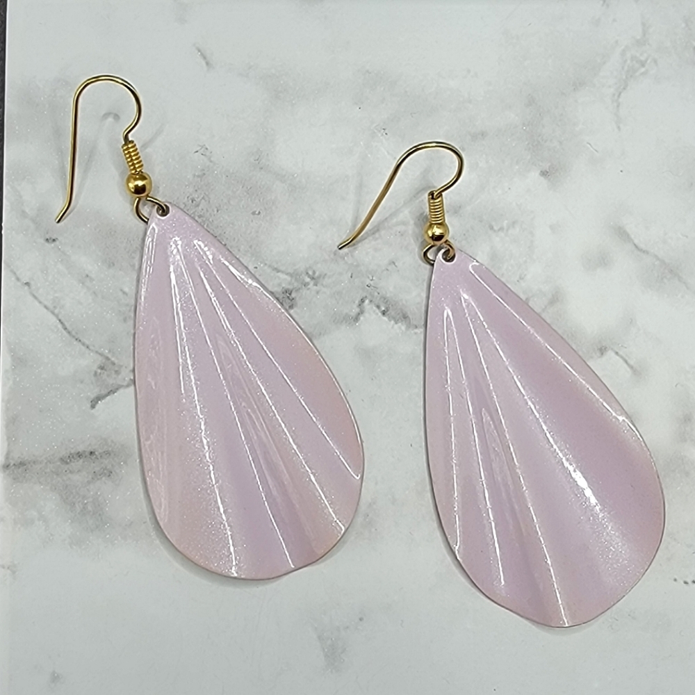 Flower Petal earrings Metallic Pastel Pale Lilac Purple